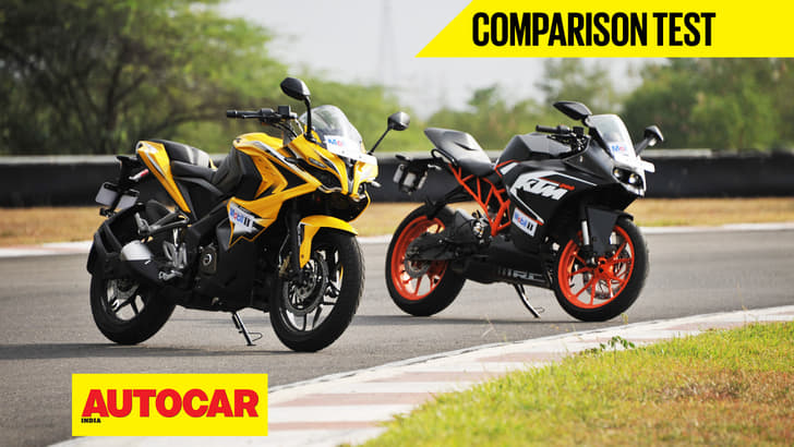 Bajaj Pulsar RS 200 VS KTM RC 200 video comparison